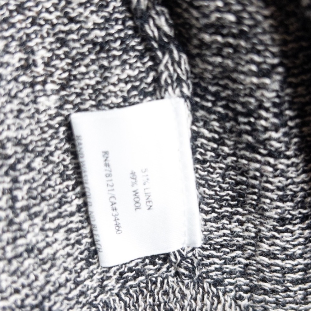 Eileen Fisher Petite Linen Wool Marled Knit Open Front Cardigan Black White PP - Picture 5 of 7
